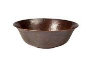 The Copper Factory Solid Hand Hammered Copper 16in. Diameter Round Vessel Sink in Antique Copper Finish CF159AN
