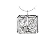 Fine Jewelry Vault UBPDS85638AGT Vintage Pendant with Letter T Engraved Initial Necklace in Rhodium Plating 925 Sterling Silver