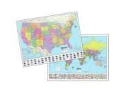 Universal Map 29822 48 x 36 Inch Advanced Us World Political Lam. Rolled Maps