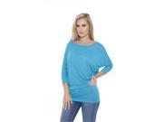 White Mark Universal 124 Teal L Womens Banded Dolman Top Large