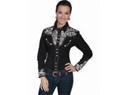 Scully PL 654 SIL XL Womens Embroidered Yoke Long Sleeve Western Show Shirt Silver XL