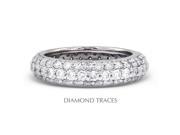 Diamond Traces UD EWB458 6224 14K White Gold Pave Setting 1.71 Carat Total Natural Diamonds Three Row Band Eternity Ring