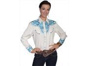 Scully PL 654 CRM L Womens Embroidered Yoke Long Sleeve Western Show Shirt Cream Large