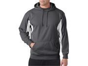 Badger 1465 Drive Polyester Fleece Hooded Pullover Graphite and White Medium