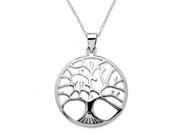 Palm Beach Jewelry 56387 Tree of Life Openwork Pendant Necklace With Cable Chain Sterling Silver