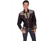 Scully PL 654 GLD L Womens Embroidered Yoke Long Sleeve Western Show Shirt Gold Large