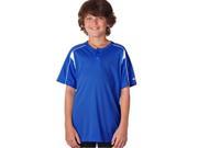 Badger 2937 Youth Pro Placket Henley T Shirt Royal White Small