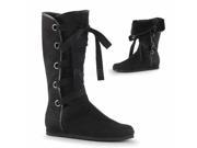 Bordello WHI115_B_VEL 8 8 Strap Velvet Calf Boot with Elastic Button Black Size 8