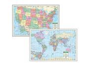 Universal Map 12489 40 x 28 Inch Us And World Paper Rolled Maps
