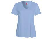 Hanes 483V Womens Cool Dri V Neck Performance T Shirt Light Blue Medium