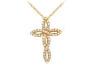 Fine Jewelry Vault UBNPD31626AGVYCZ April Birthstone Cubic Zirconia Twisted Cross Pendant in 18K Yellow Gold Vermeil over 925 Silver
