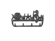 Handcrafted Model Ships G 54 707 SILVER 12 in. Cast Iron Wall Mounted Seahorse And Fish Hooks Rustic Silver