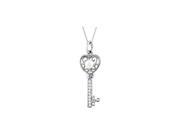 Fine Jewelry Vault UBPDSR45251AG Key to Kindness Necklace in Rhodium Plating Sterling Silver 37.40 x 14.50 mm. with 18 in. Chain