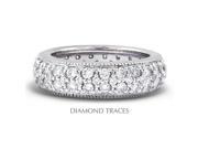 Diamond Traces UD EWB357 7626 Platinum 950 Pave Setting 1.69 Carat Total Natural Diamonds Two Row with Milgrain Eternity Ring