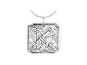 Fine Jewelry Vault UBPDS85638AGK Vintage Letter K Initial Pendant in 925 Sterling Silver Rhodium Plating