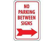 Olympia Sports SF977P 12 in. x 18 in. Sign No Parking Between Signs Right Arrow