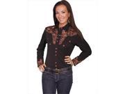 Scully PL 654 BLK XL Womens Western Shirt Black Extra Large