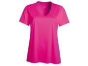 Hanes 483V Womens Cool Dri V Neck Performance T Shirt Neon Pink XL