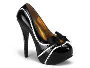 Bordello TEE14_BW 11 Concealed Platform Shoe with Scalopped Trim Black White Size 11
