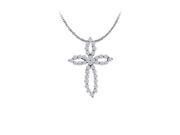 Fine Jewelry Vault UBNPD30860AGCZ April Birthstone Cubic Zirconia Cross Pendant in 925 Sterling Silver