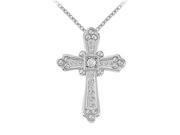 Fine Jewelry Vault UBNPD30324AGCZ April Birthstone Cubic Zirconia Cross Pendant in 925 Sterling Silver