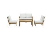 East End Imports EEI 1477 NAT WHI SET Marina 5 Piece Outdoor Patio Teak Sofa Set Natural White