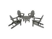 POLYWOOD Classic Adirondack 5 Piece Conversation Group in Slate Grey