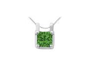 Fine Jewelry Vault UBPD1926AGE May Birthstone Emerald Pendant in Sterling Silver 0.15 CT TGW