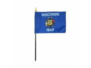 Annin Flagmakers 150049 4 x 6 in. Eb Wisconsin Mounted Pack Of 12