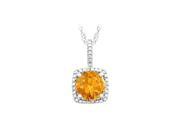 Fine Jewelry Vault UBPDS650182AGDCT November Birthstone Citrine and Diamond Pendant in 925 Sterling Silver 1.50 CT TGW