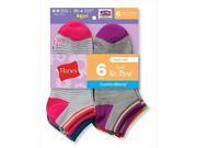 Hanes 745 6 Girl Fashion Comfort Blend No Show Socks 6 Pack Medium Assorted Multicolored
