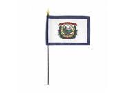 Annin Flagmakers 150048 4 x 6 in. Eb West Virginia Mounted Pack Of 12