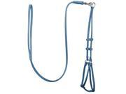 Dogline L2900 2 48 L x 0.25 W in. Round Leather Step In Harness with Leash Blue