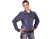 Scully PL 846 DEN XXL Womens Denim Soutache Long Sleeve Snap Western Blouse Denim XXL