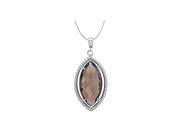 Fine Jewelry Vault UBPDS85645AGSQ 925 Sterling Silver Rope Design with Marquise Smoky Quartz 18 in. Necklace 20 x10 mm.