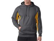 Badger 1465 Drive Polyester Fleece Hooded Pullover Graphite and Gold 3XL
