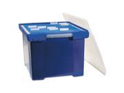 Storex Industries Corporation 61554U01C Plastic File Tote Storage Box Letter Legal Snap On Lid Blue Clear