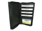 Leather In Chicago 9056 BLK Zippered Checkbook Wallet Black