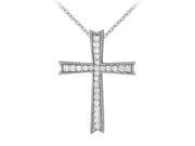 Fine Jewelry Vault UBNPD30806AGCZ April Birthstone Cubic Zirconia cross Pendant in 925 Sterling Silver
