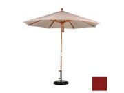 March Products MARE908 5440 9 ft. Wood Market Umbrella Pulley Open Marenti Wood Sunbrella Terracotta