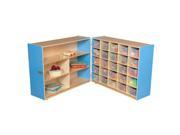 Wood Designs 23631B Shelf Fold Storage With 25 Translucent Trays Blueberry
