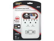Power Zone Surge Prot 3 Outlt Wht W 2 Usb OR802112