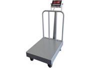 Optima Scales OP 915BWDP 1824 500 NTEP Portable Floor Scale 18 x 24 in. 500 x 0.1 lb. With Back Rail Wheels Diamond Plate
