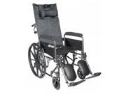 Drive Medical ssp18rbdfa Silver Sport Reclining Wheelchair with Elevating Leg Rests Silver Vein