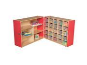 Wood Designs 23631R Shelf Fold Storage With 25 Translucent Trays Strawberry Red