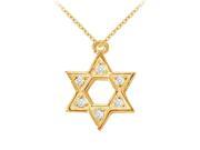 Fine Jewelry Vault UBNPD31502AGVYCZ 18K Yellow Gold Vermeil Cubic Zirconia Star Pendant Necklace 0.05 CT TGW