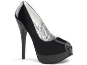Bordello TEE22_B 6 1.75 in. Concealed Platform Peep Toe Pump Shoe Black Size 6