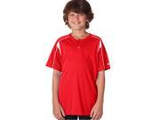 Badger 2937 Youth Pro Placket Henley T Shirt Red White Medium