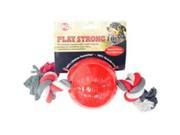 Ethical Dog 689880 Play Strong Tugs Ball With Rope Red Medium
