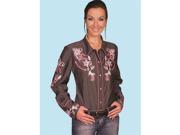 Scully PL 844 CHA M Western Dragon Flower Blouse Charcoal Medium